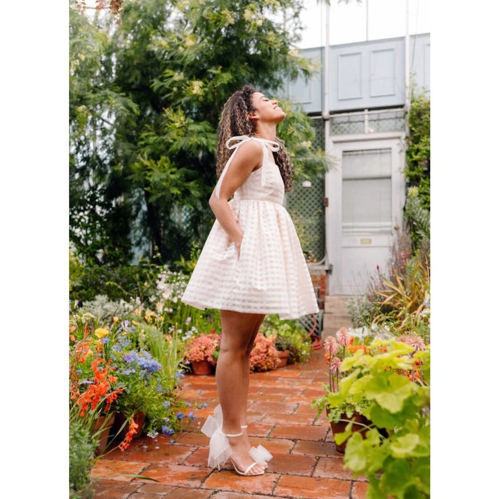 Mae’d In NYC Emily Silk Babydoll Tie Sleeves Flare Dress Size 2 NEW